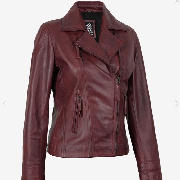 Real Lambskin Leather Jacket Burgundy sz 2X - Picture 1 of 7